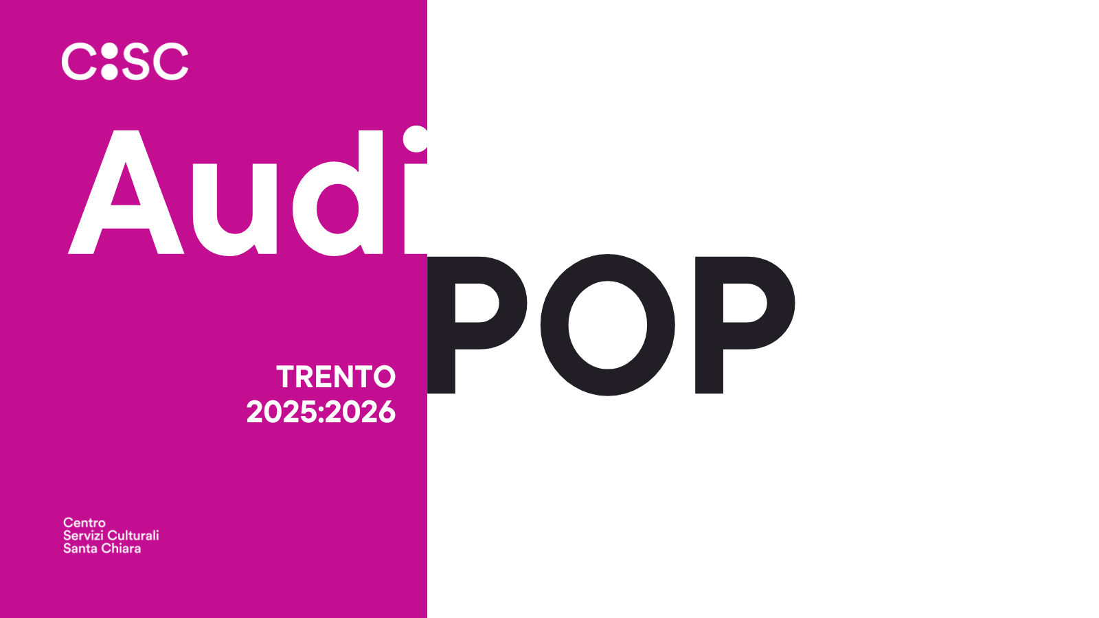 immagine fuxia e bianca con scritta AudiPOP