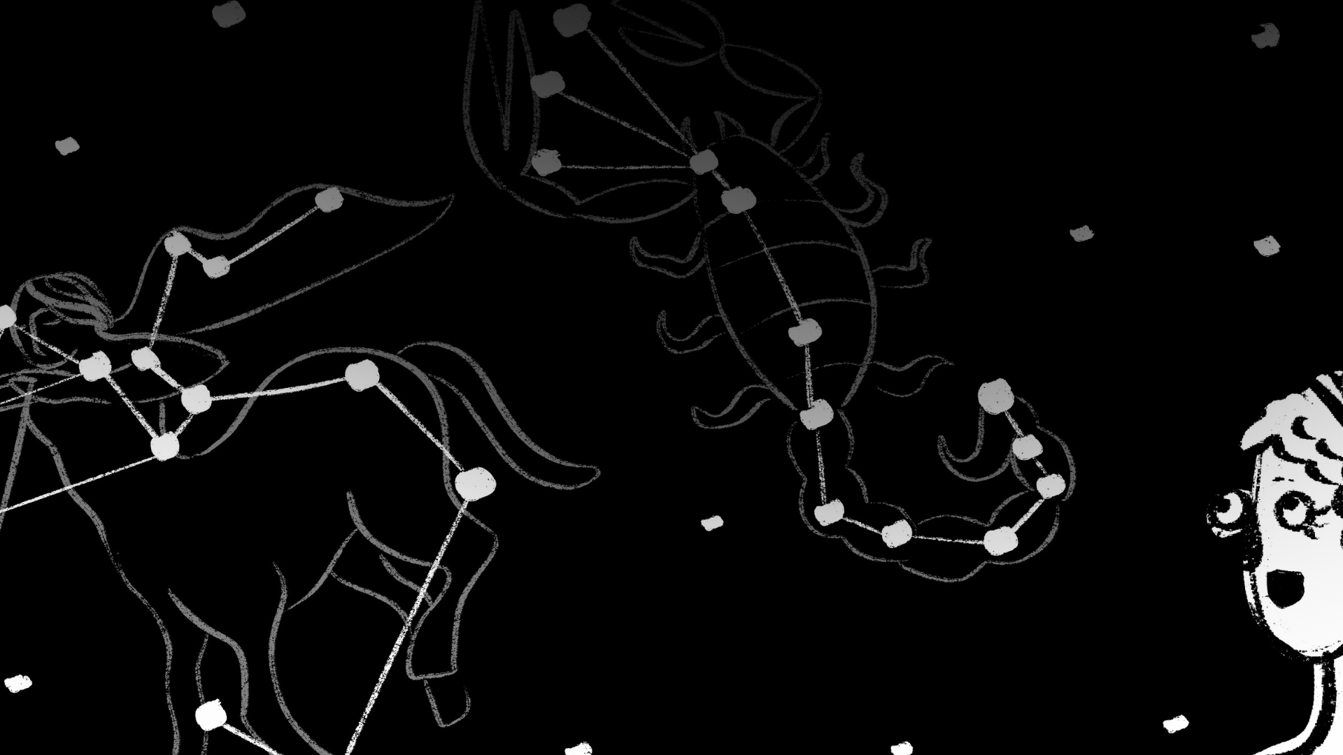 disegno delle costellazioni in bianco e nero